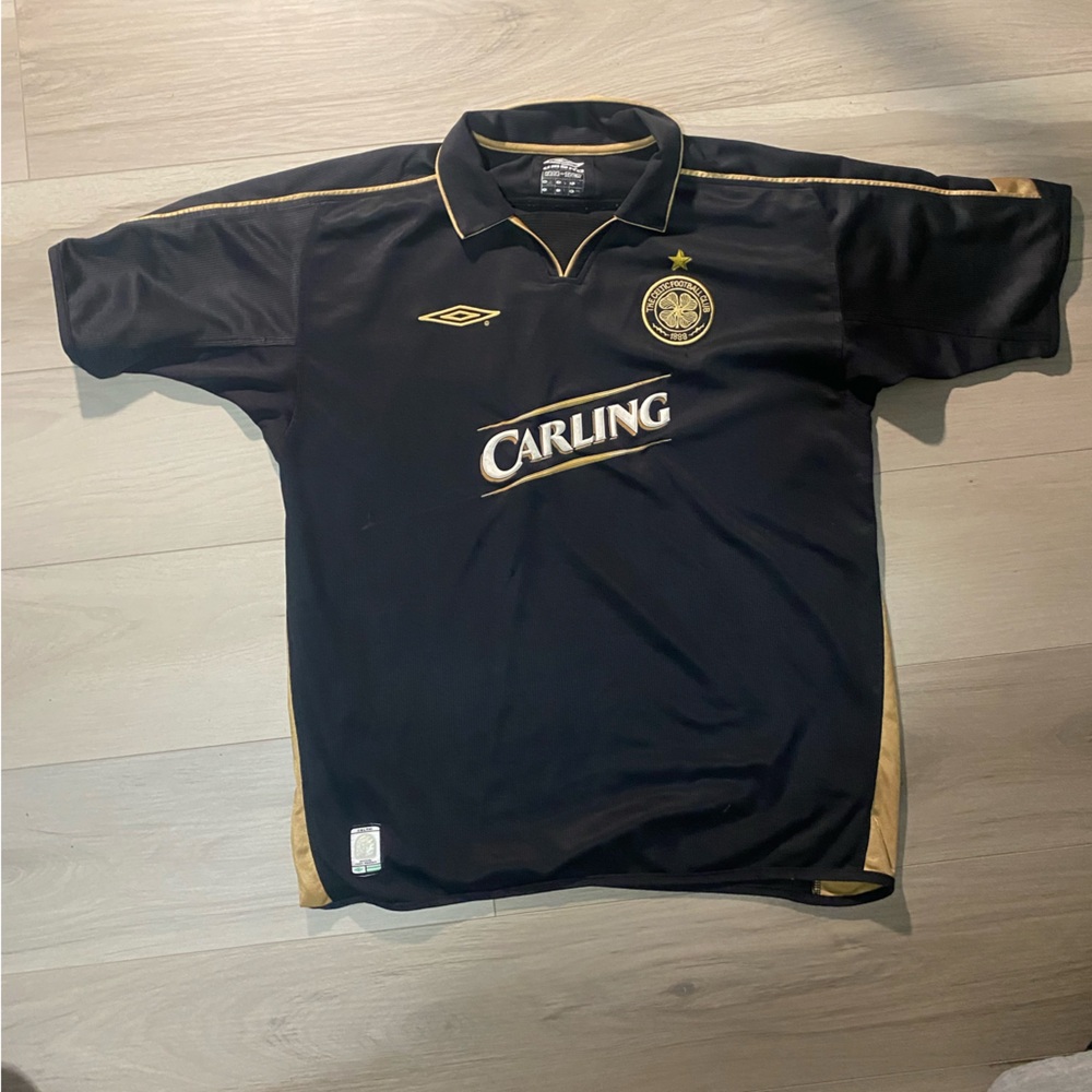 Vintage Umbro Black and Gold Soccer Jersey Celtics